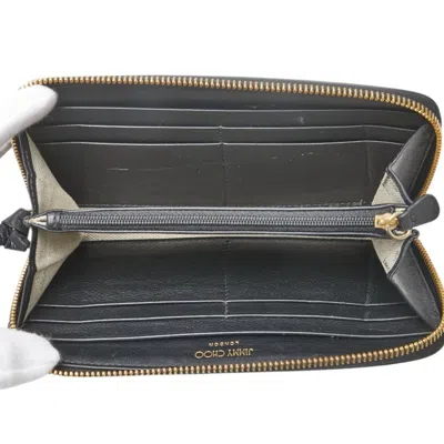 Pre-owned Jimmy Choo Black Leather Long Wallet (bi-fold) ()