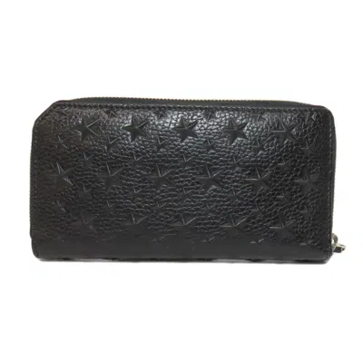 Pre-owned Jimmy Choo Black Leather Long Wallet (bi-fold) ()