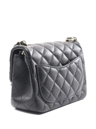 Pre-owned Chanel 2020-2021 Mini Classic Flap Shoulder Bag In Black