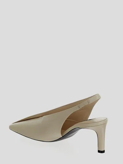 Jil Sander White Slingback Pumps With Square Toe And High Heel In Leather Woman