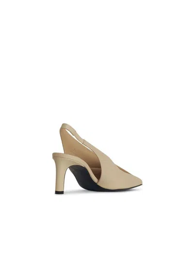 Jil Sander White Slingback Pumps With Square Toe And High Heel In Leather Woman