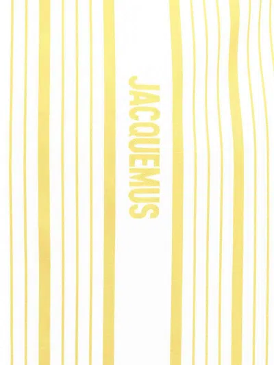 Jacquemus La Chemise Simon Beige Shirt With Classic Collar And All-over Striped Motif In Cotton Man