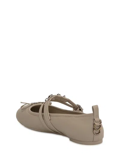 Pinko Nappa Leather Ballet Flats With Straps And Bow