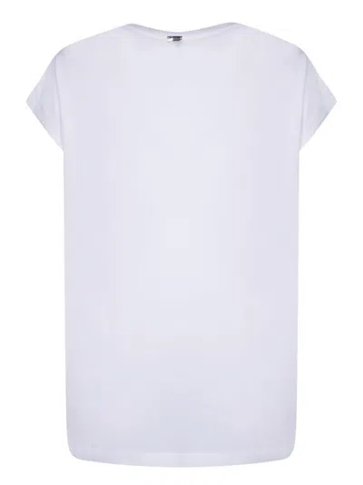 Herno White T-shirt With Logo On The Front Decorated With Studs In Cotton Woman