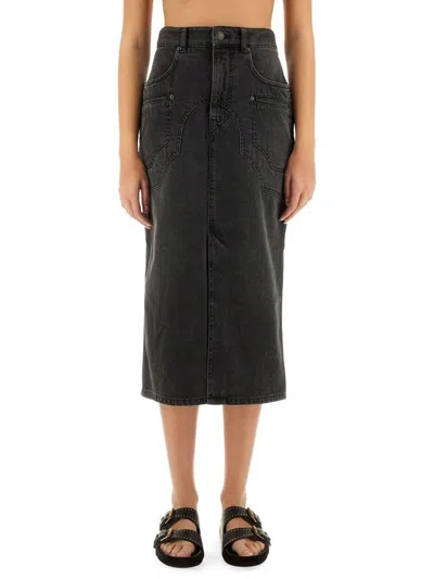 Shop Isabel Marant Britt Denim Midi Skirt