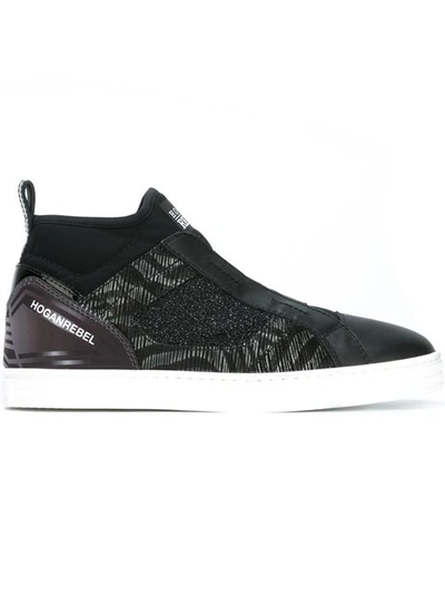 Hogan Rebel Women's Shoes High Top Trainers Trainers  R182 Mid Cut Elastici In Black