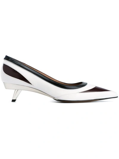 Marni Leather Mid Heel Pumps In White