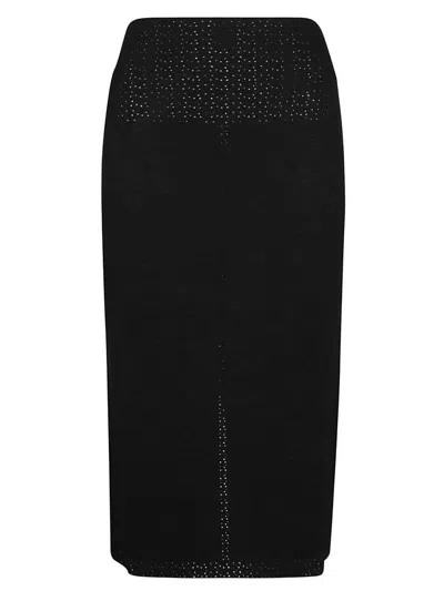 Victoria Beckham Button Detail Midi Skirt In Black