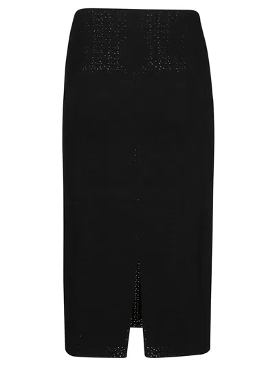 Victoria Beckham Button Detail Midi Skirt In Black