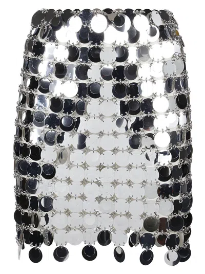 Rabanne Round Sequin Silver Polyester Mini Skirt