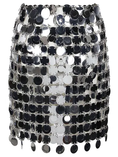 Rabanne Round Sequin Silver Polyester Mini Skirt