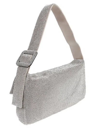 Benedetta Bruzziches Vitty La Mignon' Silver Shoulder Bag With Gem Embellishment In Rhinestone Mesh