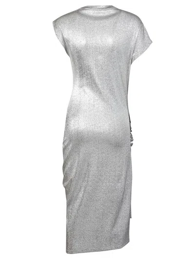 Rabanne Asymmetric Ruched Stretch-lurex Dress