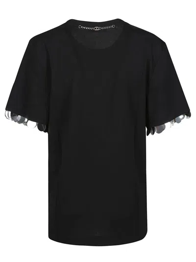 Rabanne Black T-shirt With Sequins On Bottom Sleeve