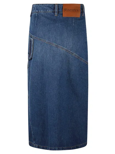 Jw Anderson Denim Twisted Midi Skirt