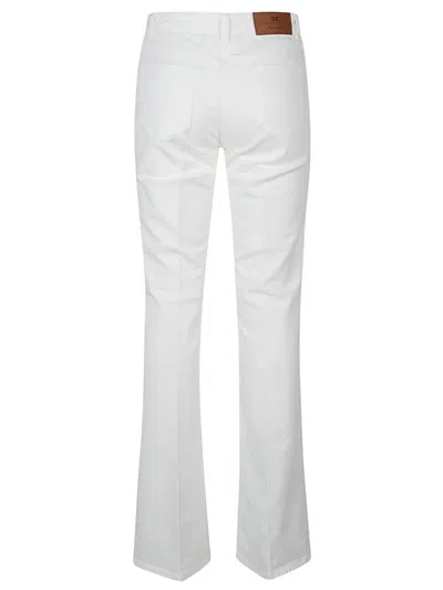 Elisabetta Franchi Tailored White Jeans With Flared Hem In Neutral