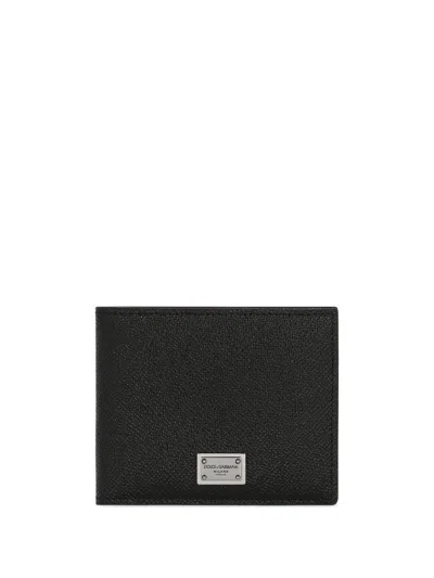 Dolce & Gabbana Black Textured Calf Leather Bi-fold Wallet