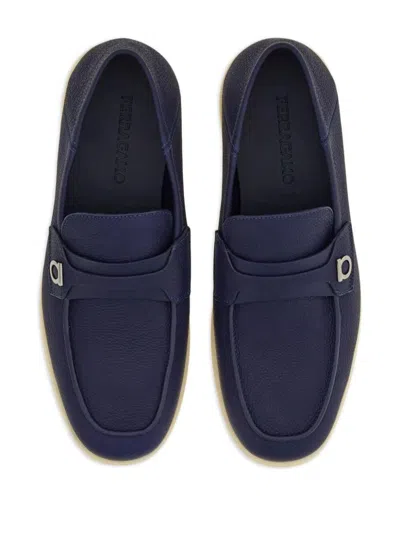Ferragamo Leather Loafers With Gancini Ornament