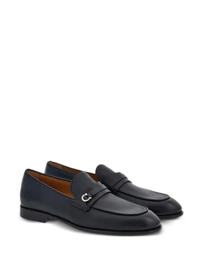 Ferragamo Salvatore  Hammered Leather Gancini Loafers Shoes