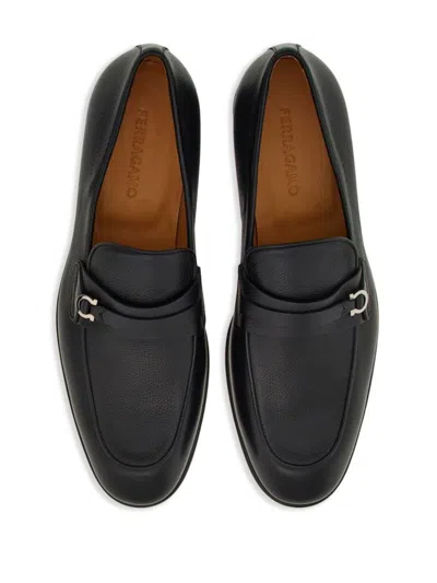 Ferragamo Salvatore  Hammered Leather Gancini Loafers Shoes