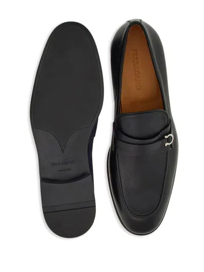 Ferragamo Salvatore  Hammered Leather Gancini Loafers Shoes