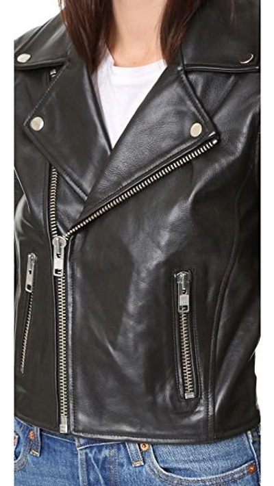 Ganni Passion Leather Biker Jacket In Black | ModeSens