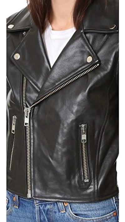 Ganni Passion Leather Biker Jacket In Black ModeSens