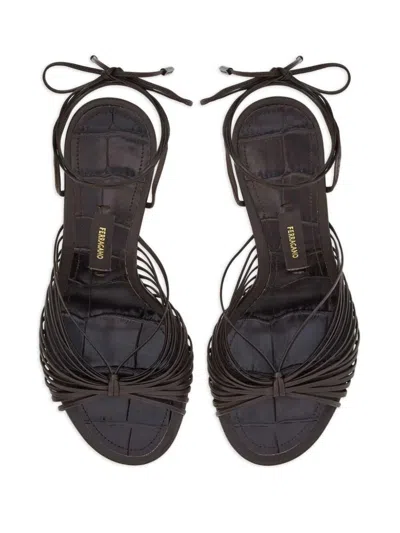 Ferragamo Dark Brown Leather Atena Sandals