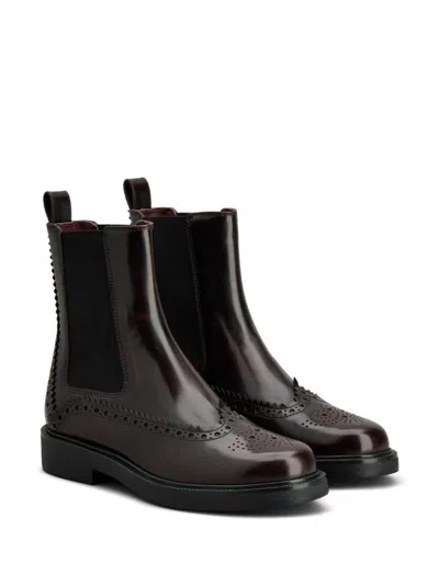 Tod's Chelsea Ankle Boots With Elastic Shoes In Burgundy