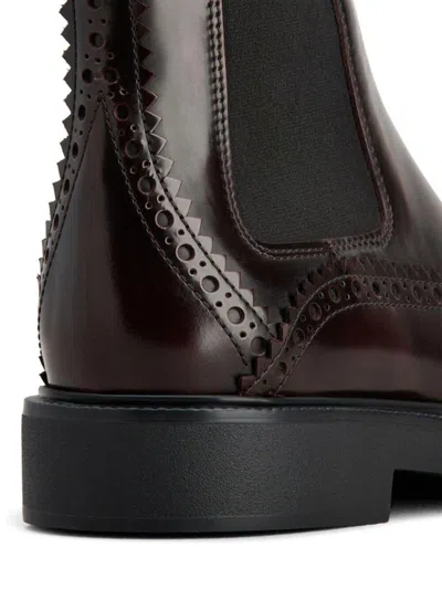 Tod's Chelsea Ankle Boots With Elastic Shoes In Burgundy