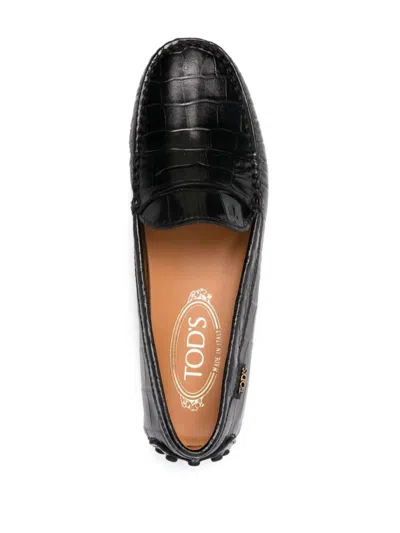 Tod's Rubber Loafer Crocodile Print Shoes