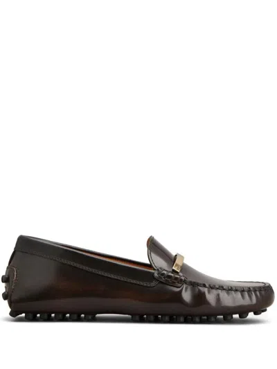 Shop Tod's Brushed Leather Inflatable Loafer Shoes