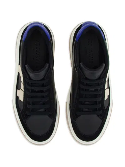 Ferragamo Black Low Cut Gancini Outline Sneakers