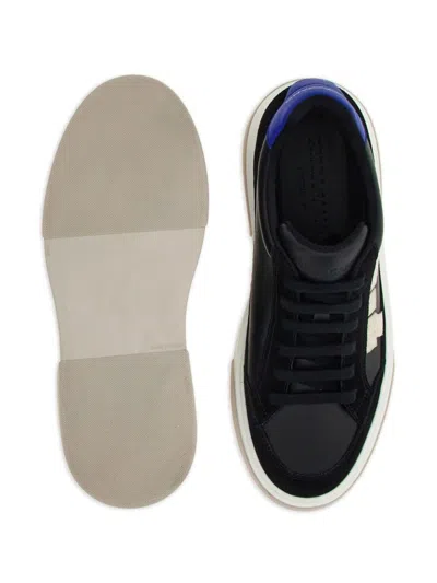 Ferragamo Black Low Cut Gancini Outline Sneakers