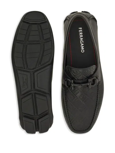 Ferragamo Men Embossed Gancini Monogram Driving Loafers
