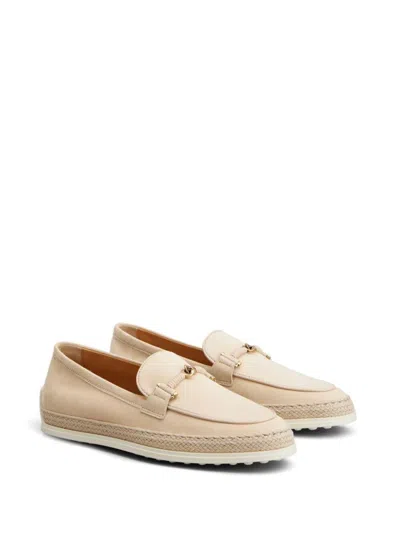 Tod's Suede Slipper Loafers With Double T Ring Accessory Shoes