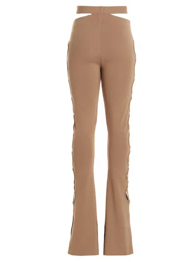 Andreädamo Flared Trousers With Cut-out And Ribbed Texture