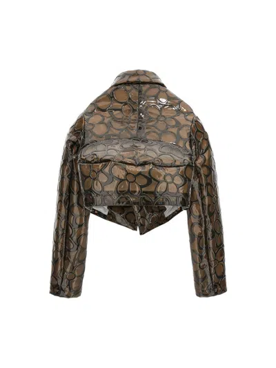 Shop Comme Des Garçons Floral Pvc Cropped Jacket