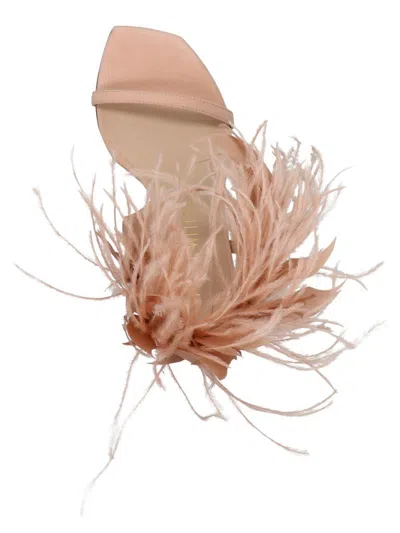Stuart Weitzman Plume 100 Feather-trimmed Sandals