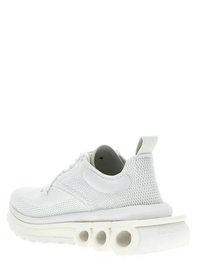Ferragamo Nima Leather-trimmed Mesh Sneakers In White