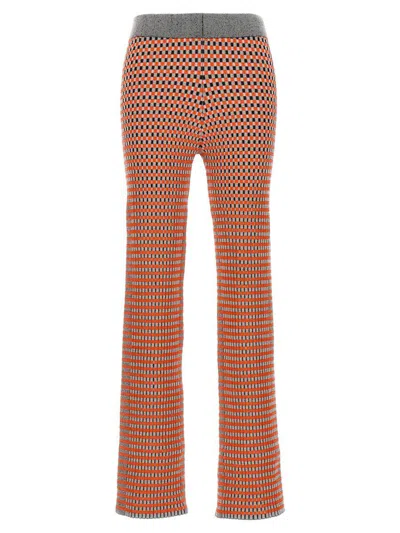 Rabanne Jacquard Checkered Flared Trousers With Buttoned Waistband