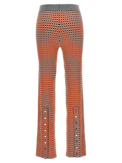 Rabanne Jacquard Checkered Flared Trousers With Buttoned Waistband
