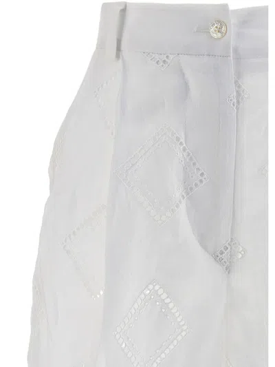 Kiton Embroidered Linen Bermuda Shorts Bermuda And Short White In White