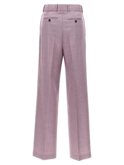 Msgm Lurex Pinstriped Wide Leg Trousers With Pleated Front