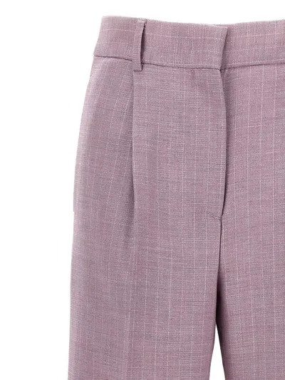 Msgm Lurex Pinstriped Wide Leg Trousers With Pleated Front