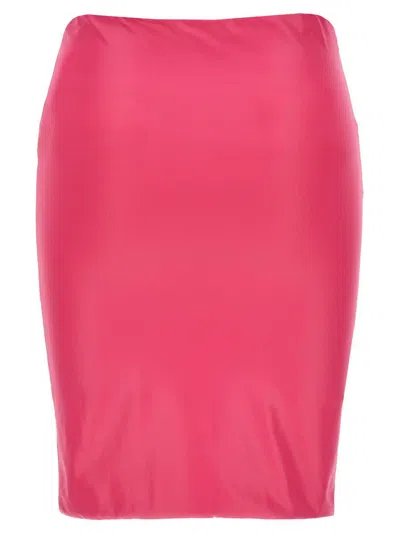Attico High-waisted Knee-length Pencil Skirt Satin Finish