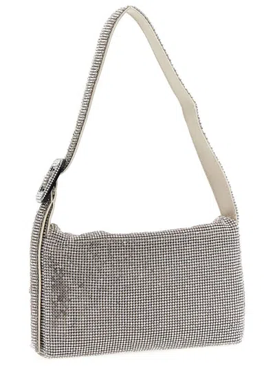 Benedetta Bruzziches Vitty La Mignon' Silver Shoulder Bag With Gem Embellishment In Rhinestone Mesh