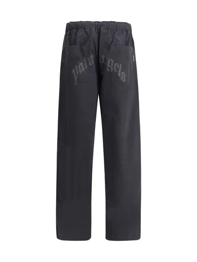 Palm Angels Black Pxp Washed Palm Chino Trousers