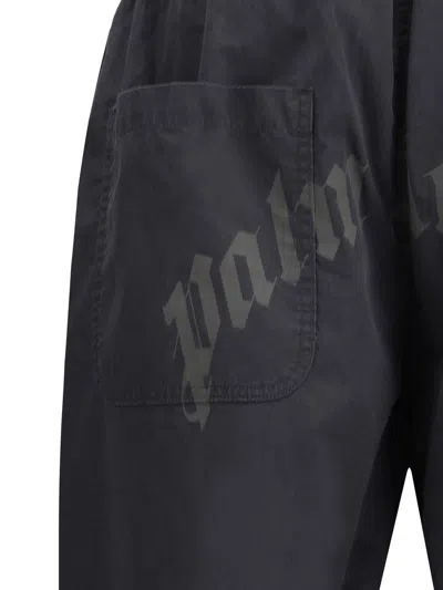 Palm Angels Black Pxp Washed Palm Chino Trousers