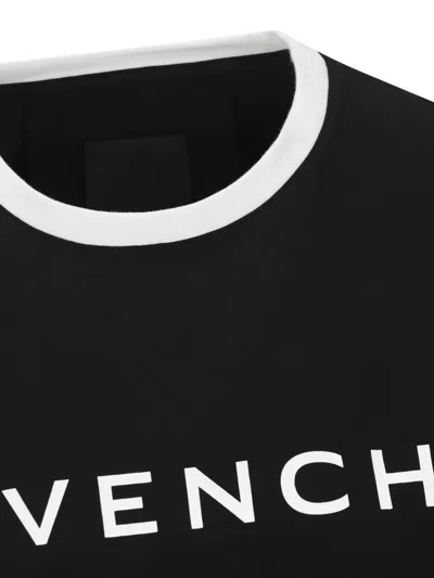 Givenchy Black Crewneck T-shirt With Logo Lettering On The Front And 4g Logo On The Rear In Cotton S